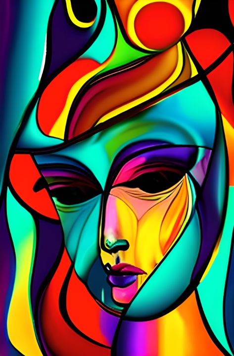 Lucid Neon cubism art - Dean Lincoln Hargrove - Digital Art, Abstract ...