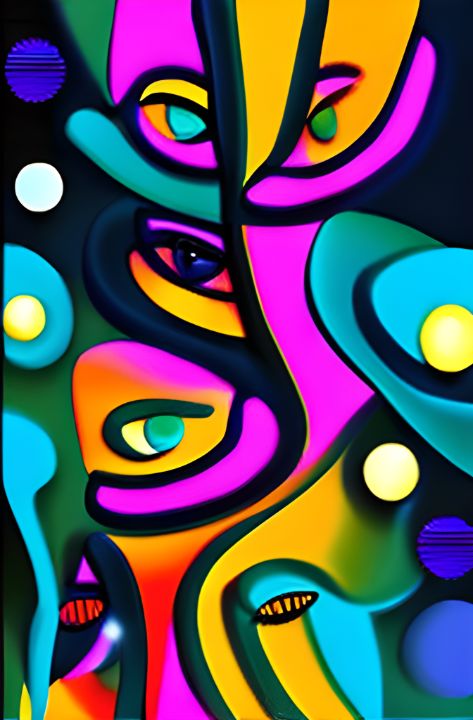 Lucid Neon Cubism art - Dean Lincoln Hargrove - Digital Art, Abstract ...