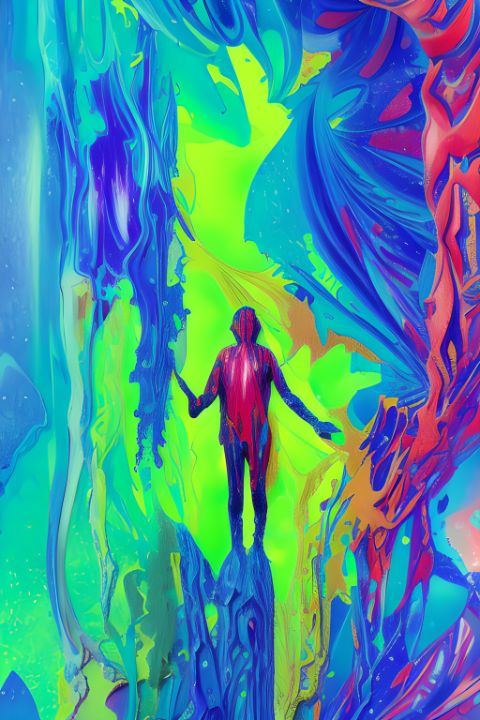 Man Standing Neon Fractal art - Dean Lincoln Hargrove - Digital Art ...