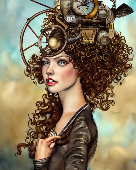 Steampunk gal portrait - Dean Lincoln Hargrove - Digital Art & AI ...