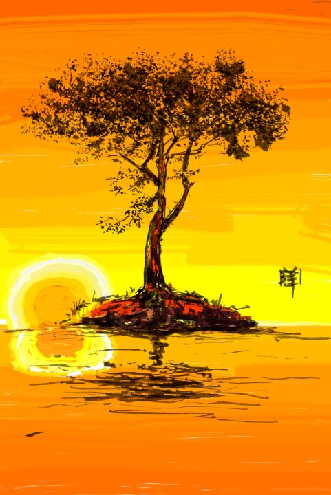 Raintree by the lake - Art by Luigi Wong