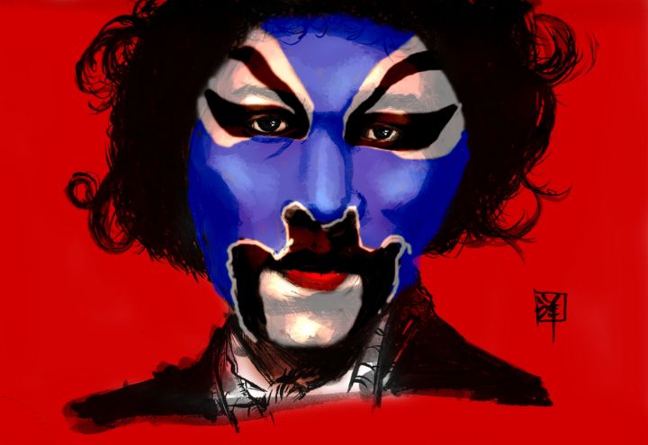 Jimi hendrix on mask #002 - Art by Luigi Wong