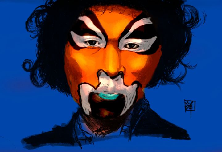 Jimi Hendrix on Mask #003 - Art by Luigi Wong