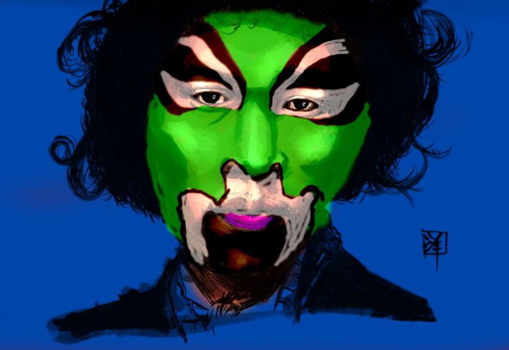 Jimi Hendrix on mask #004 - Art by Luigi Wong