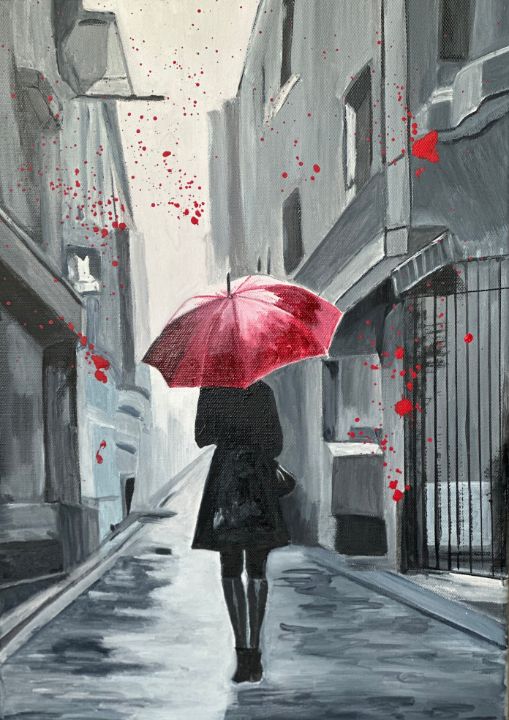 Red umbrella - Wall art by Lara Robins - Paintings & Prints, Abstract ...