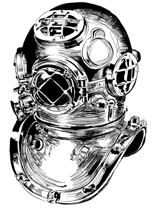 Diving Helmet Kendall Tabor Jr. Drawings & Illustration, Still Life