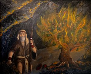 Moses and the burning bush - Logan art