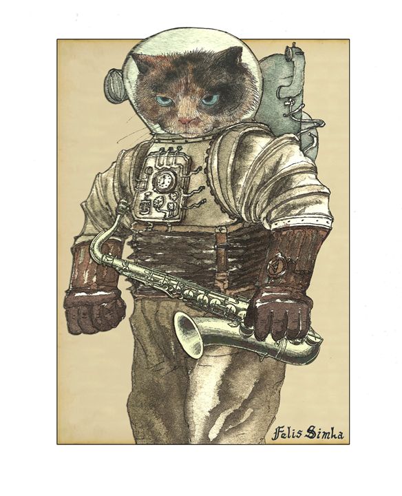 Space Cat with Saxophone - Felis Simha