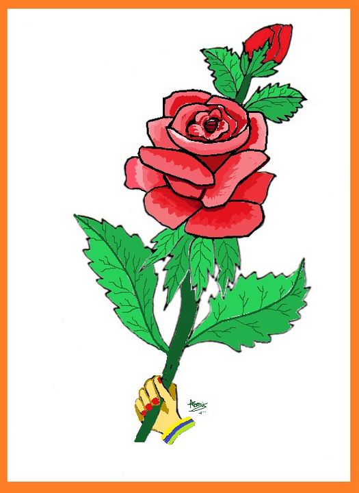 गुलाब के फूल हाथ निकालके | सार्वजनिक डोमेन वैक्टर