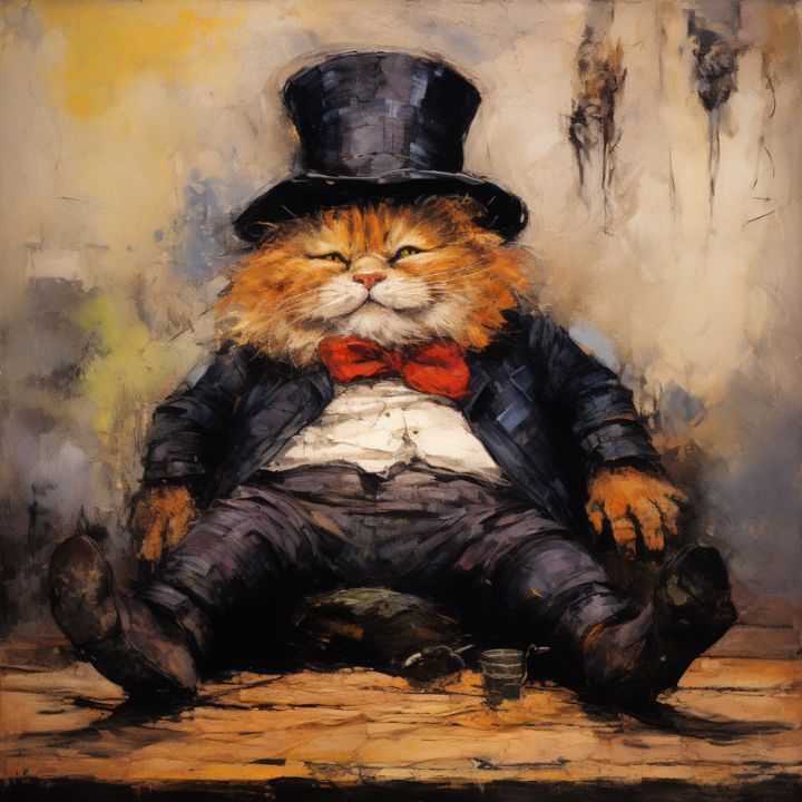 The Fat Cat's Repose - Joe's Gallery - Digital Art, Animals, Birds