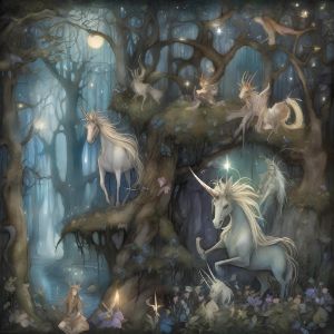 Mystical Moonlit Union - Unicorn art