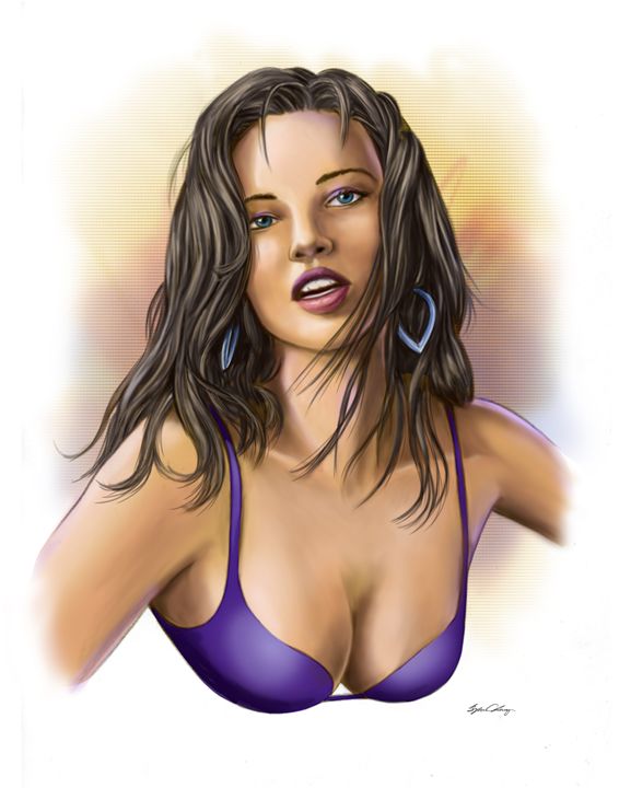 Adriana Lima color portrait - Byron Chaney's Illustration and Design