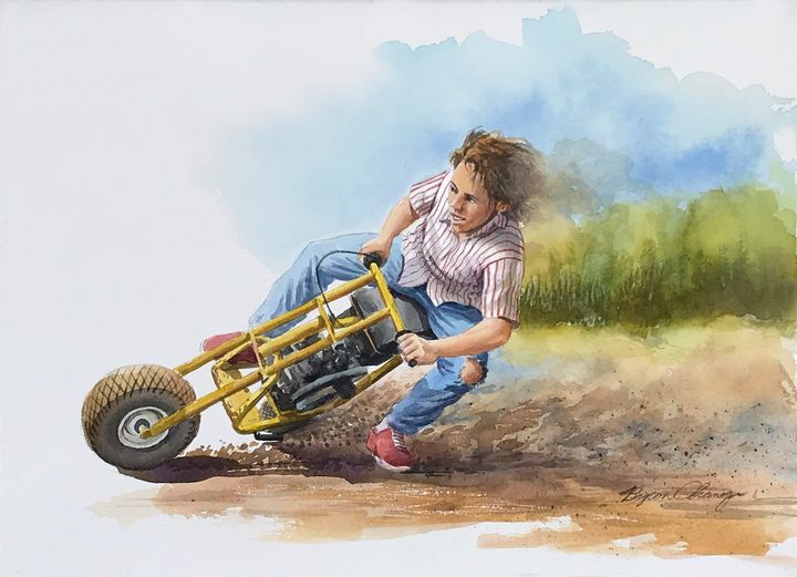 Sliding on a Minibike - Byron Chaney's Illustration and Design