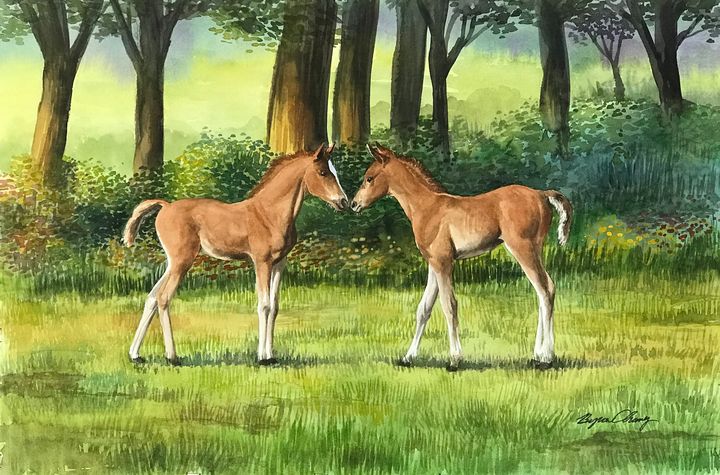 Kissing Ponies - Byron Chaney's Illustration and Design