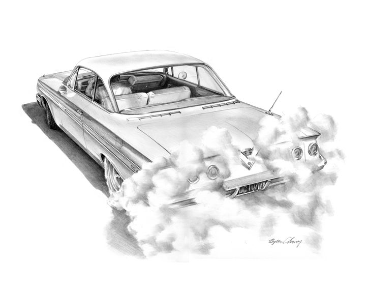 Chevy Burnout pencil - Byron Chaney's Illustration and Design