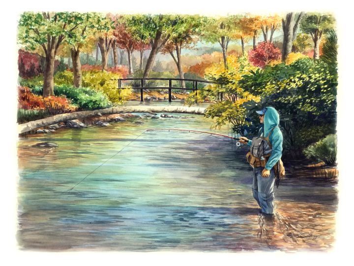 Robert Fly fishing - Byron Chaney's Illustration and Design