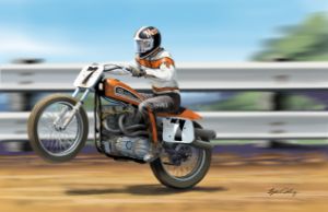Mert Lawwill on a Wheelie - Byron Chaney's Illustration and Design