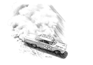 Fireball Roberts sliding - Byron Chaney's Illustration and Design