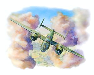 B25 Mitchell splitting the clouds - Byron Chaney's Illustration and Design