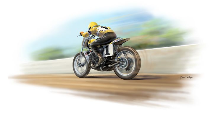 Kenny Roberts TZ750 at speed - Byron Chaney's Illustration and Design