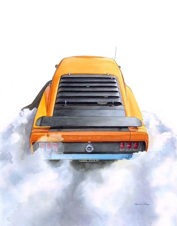 Mustang Mach 1 Burnout - Byron Chaney's Illustration and Design