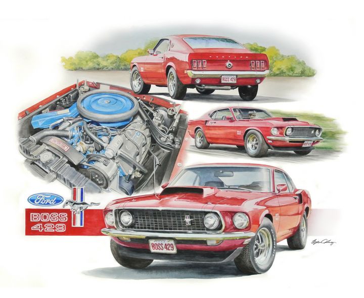Boss 429 Mustang - Byron Chaney's Illustration and Design