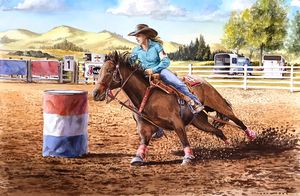 Barrel Rider Red-White-Blue - Byron Chaney's Illustration and Design