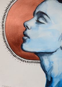 Watercolor painting "Moongirl" - Thekla Kellmann