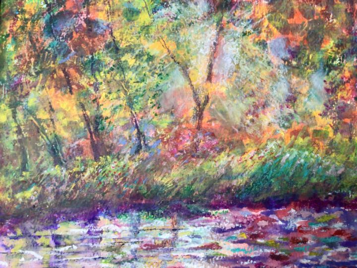River Stones and Reflections - Suzys Art - Paintings & Prints, Landscapes &  Nature, Rivers & Creeks - ArtPal