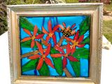 Glass Collage of Scarlet Azaleas