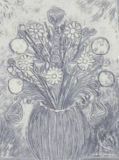Pink Flowers and Green Squares - April's Abstract Creations - Paintings ...