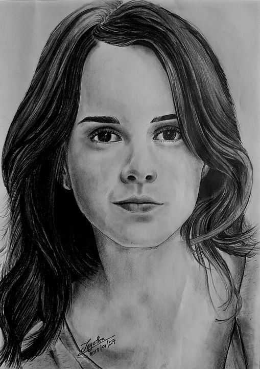 HD wallpaper: Emma Watson pencil sketch, figure, portrait | Wallpaper Flare
