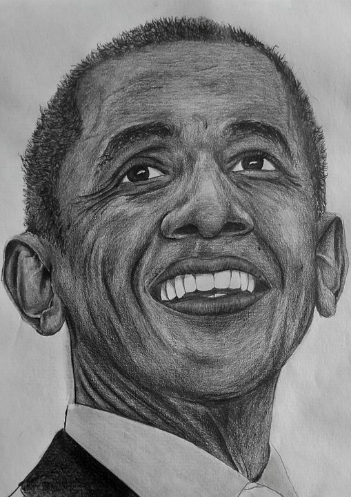 Barack Obama  pencil portrait  Cantillona Design