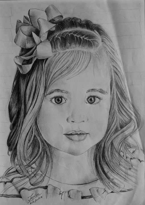 portrait drawing little girl