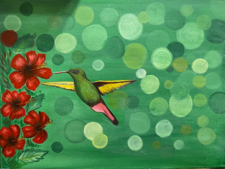 Hummingbird and Hibiscus - Artbydimple20