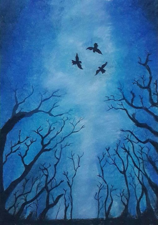 Forest at Night Painting - Vaibhav Salvi