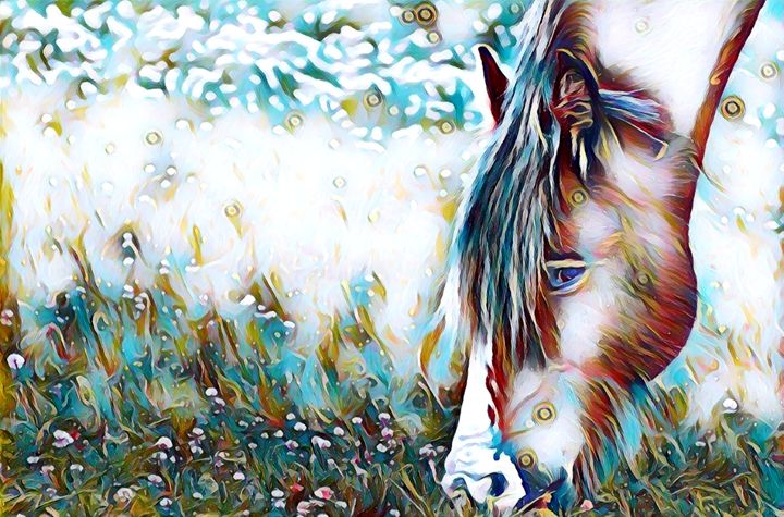 Grazing Horse Portrait - Rogue Art
