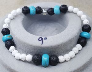 8 " Stretch Bracelet Turquoise/ Lava - Maui Crystal RainBows and GemStones