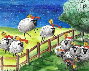 Counting Sheep Funny Kids Room Art - A Brush with the Past
