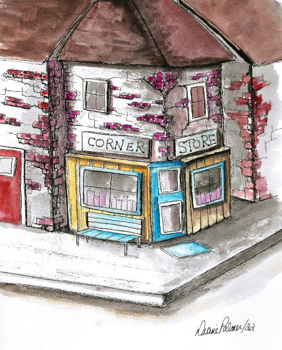 Small Town Corner Store Art A Brush with the Past Paintings