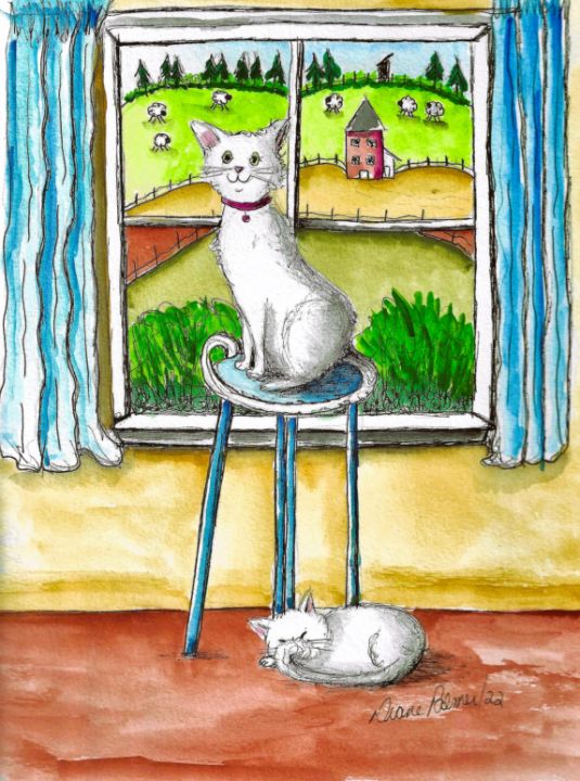 Folk Art Cats in the Country - A Brush with the Past