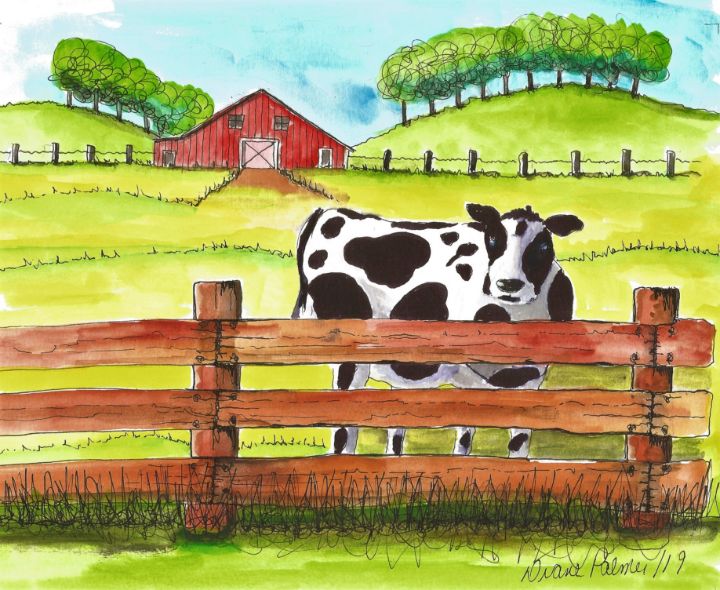 Australian Farm Cartoon Drawing Red Barn Animals and Kids Coloring Book  Stencil | MUSE AI