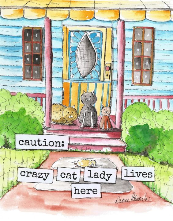 Crazy Cat Lady Folk Art Painting - A Brush with the Past