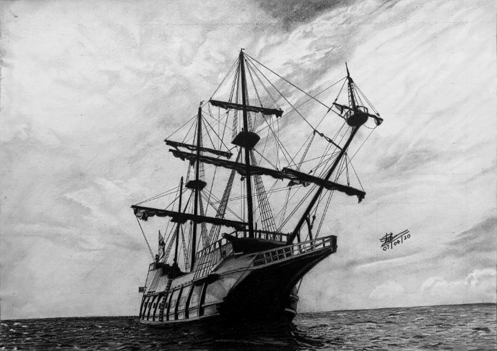 pirate ship black pearl drawing