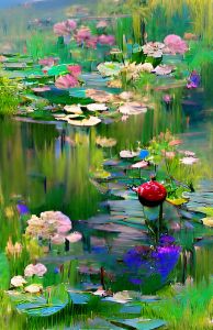 Lake and Beauty Flower