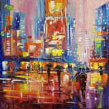 Night cityscape 60*60 - Anna Reznik Art - Paintings & Prints