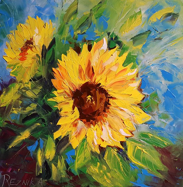 Sunflowers 40*40 cm - Anna Reznik Art - Paintings & Prints, Flowers ...