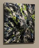 Abstract Fluid Art Black/Lime Green