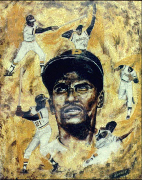 Watercolor Portrait of Pittsburgh Baseball Player Roberto 