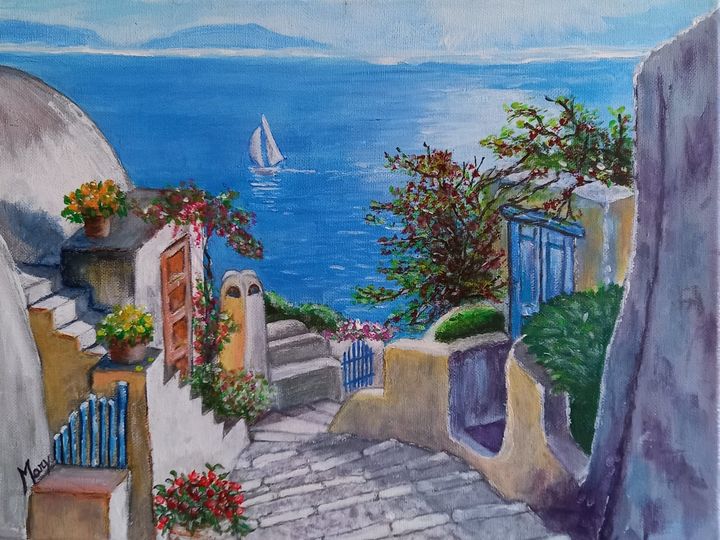 Santorini sea landscape - Arte nel mondo